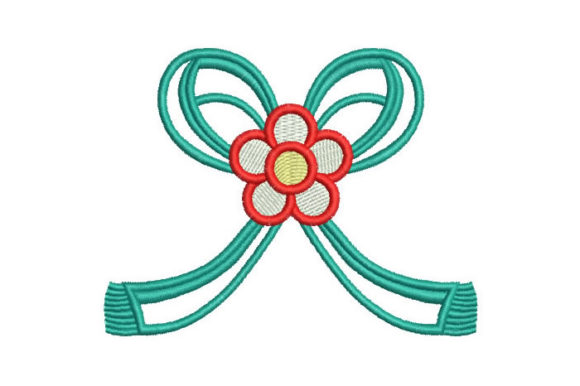 Flower and Ribbon Embroidery Design